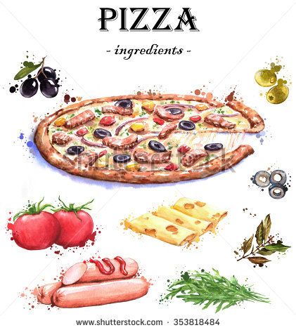 421x470 Hand Drawn Watercolor Food Illustrations. Isolated Drawings Of The - Watercolor Ingredients