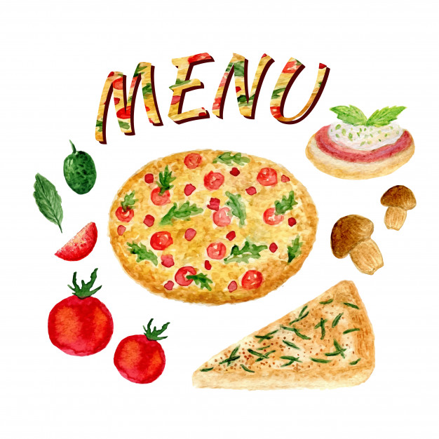 626x626 Watercolor Collection Of Pizza Set Isolated. Italian Ingredients - Watercolor Ingredients