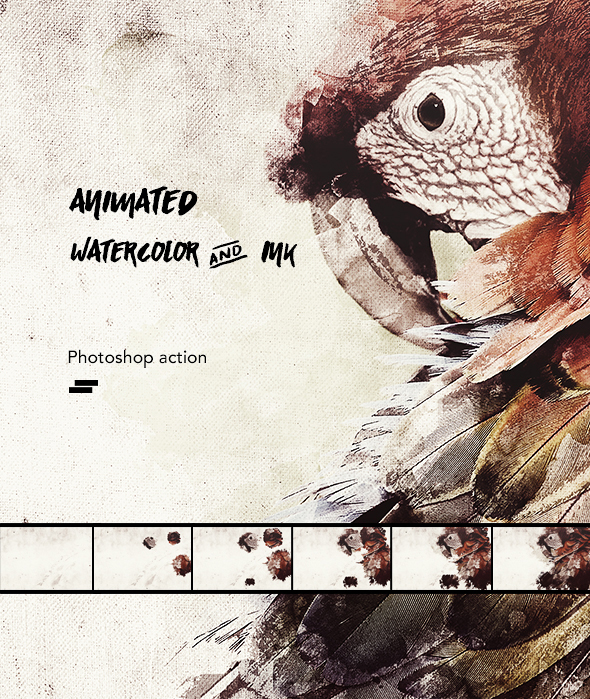 590x699 Gif Animated Watercolor And Ink Effect Photoshop Action By Sreda - Watercolor Ink