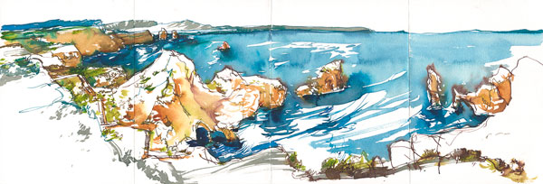 600x204 Urban Sketching A Panorama In Pen Amp Ink And Watercolor - Watercolor Ink