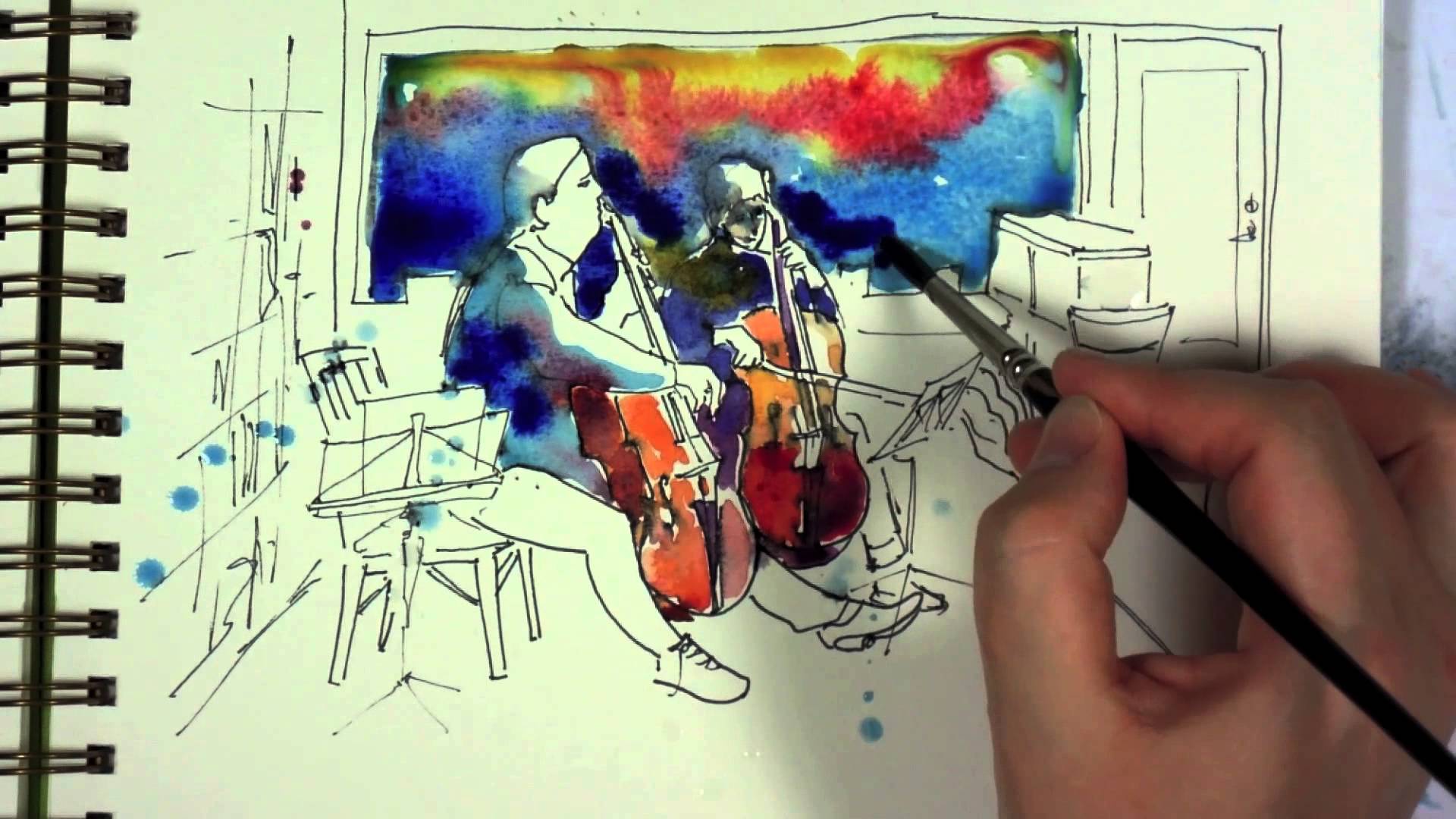 1920x1080 Watercolor And Ink Sketch Painting Demo - Watercolor Ink