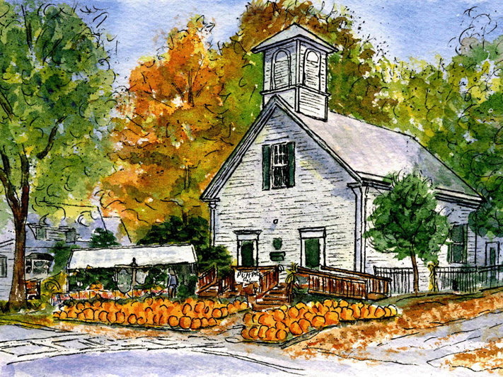 711x532 Belgrade Lakes Pen And Ink Watercolor Original Art Maine - Watercolor Ink Pen