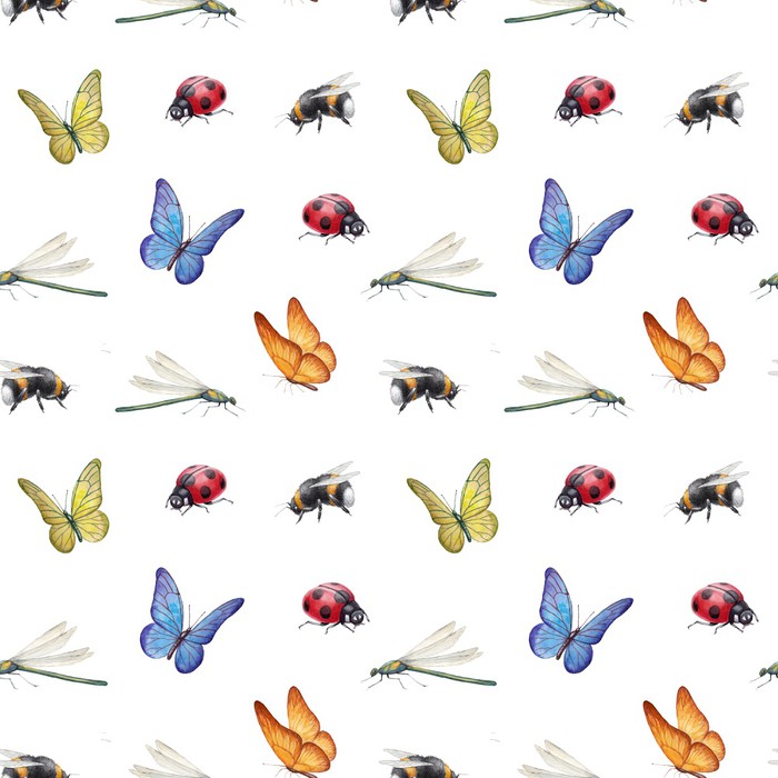700x700 Watercolor Insects Illustrations Wall Mural We Live To - Watercolor Insects