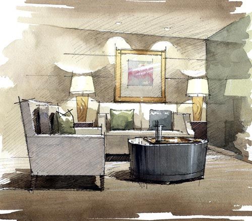 500x440 Sarah Cain Design Rendering Styles Rendering Styles - Watercolor Interior