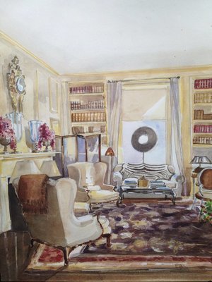 300x400 The Watercolor Interior Renderings Of Mita Corsini Bland Blue - Watercolor Interior