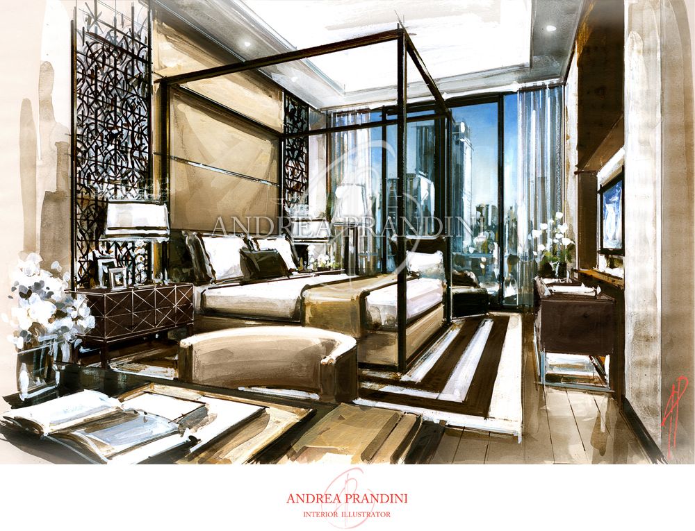 1000x765 Interior Illustration And Visualization, Watercolor Illustration - Watercolor Interior