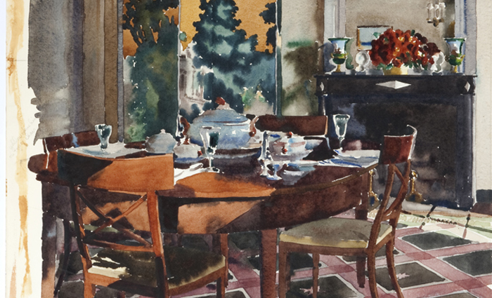 700x425 Elizabeth Hoopes Interior Design Watercolors, 1934, 1939 Ka.0093 - Watercolor Interior