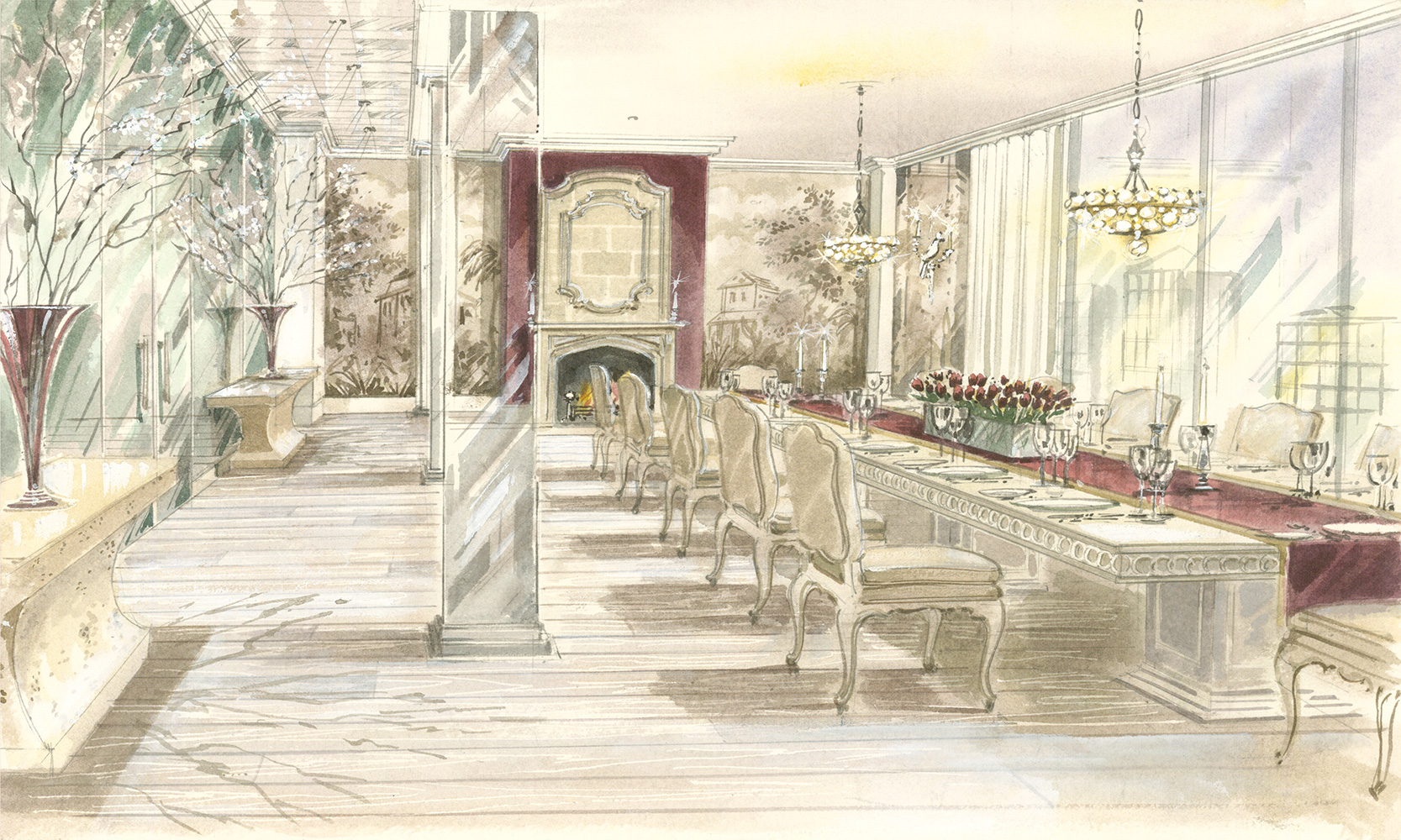 1667x1000 Interior Design Watercolours - Watercolor Interior Design