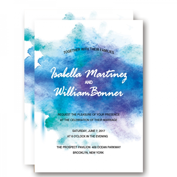 600x600 Modern Cheap Watercolor Summer Wedding Invitation Wip044 - Watercolor Invitations