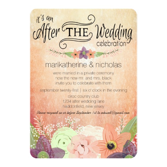 540x540 Watercolor Flowers After Wedding Party Invitations - Watercolor Invitations