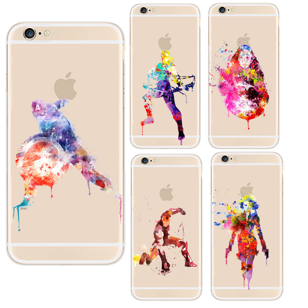 1000x1000 Soft Tpu Cell Phone Case Funda Marvel The Avengers Superheroes - Watercolor Iphone 6s Case