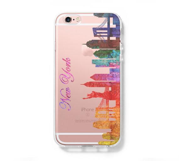 570x515 Watercolor New York Skyline Iphone 6s 6 Hard Clear Case Iphone 6s - Watercolor Iphone 6s Case