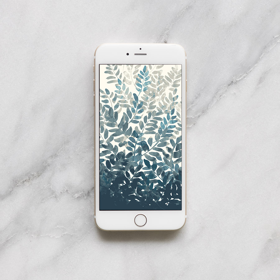 900x900 Free Watercolor Fern Mobile Wallpaper - Watercolor Iphone Wallpaper