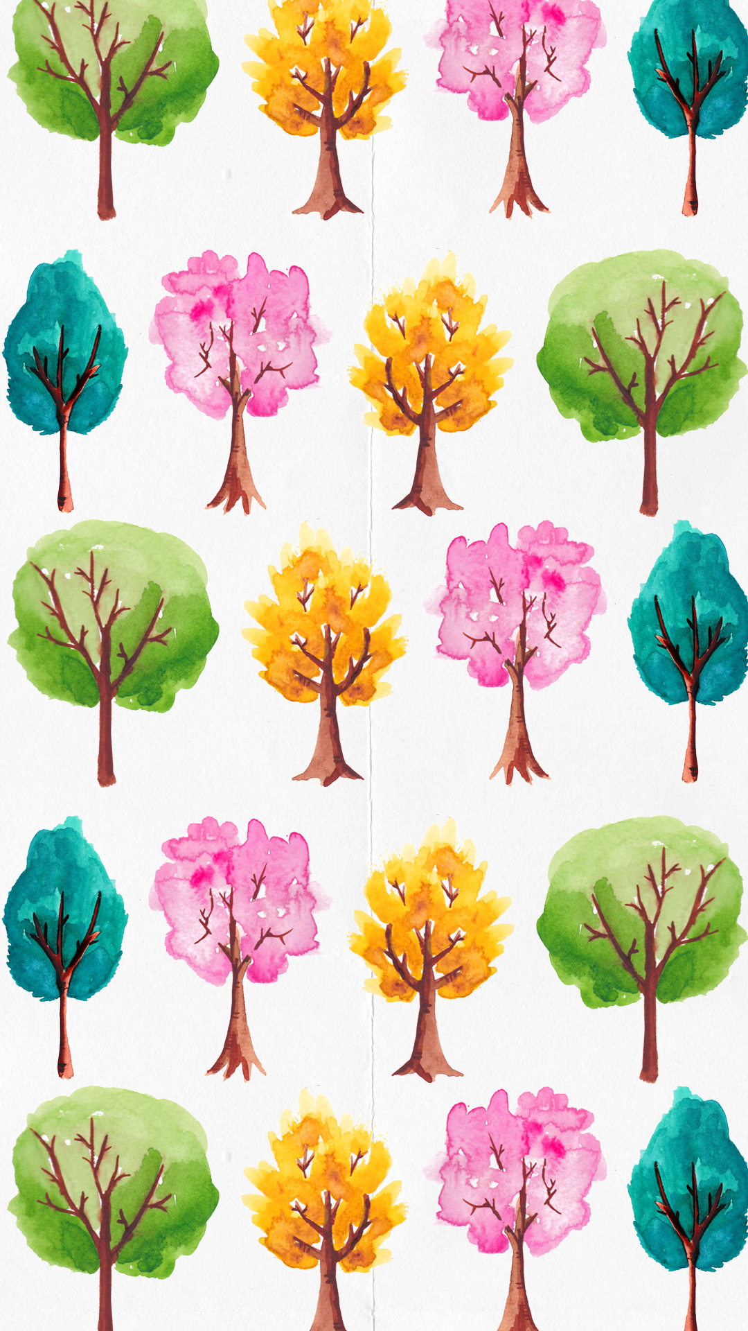 1080x1920 Wallpaper Watercolour Trees Pattern Iphone 6 - Watercolor Iphone Wallpaper