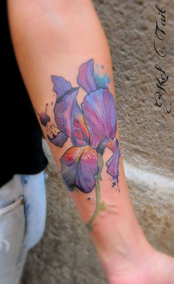 600x981 Watercolor Iris Best Tattoo Ideas Amp Designs Inked - Watercolor Iris Tattoo