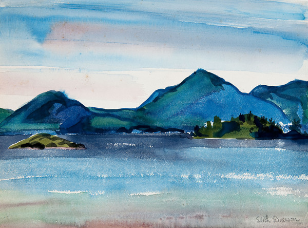 600x444 Bloomer Mountain Whale Rock And Agnes Island - Watercolor Island
