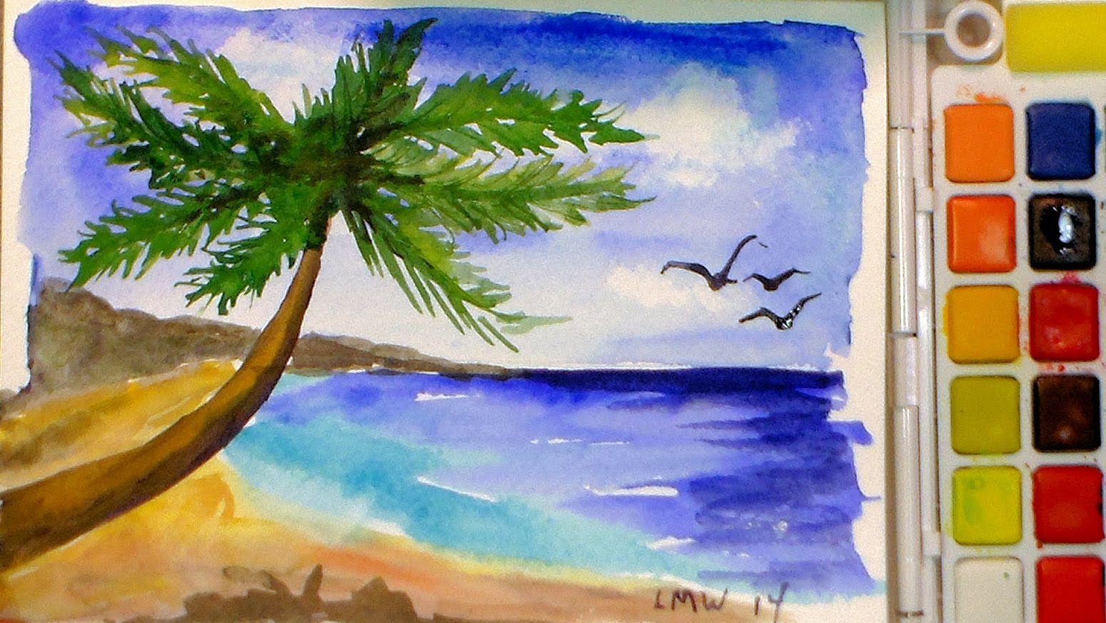 1549x872 How To Paint A Tropical Beach In Watercolor {Full Tutorial} - Watercolor Island