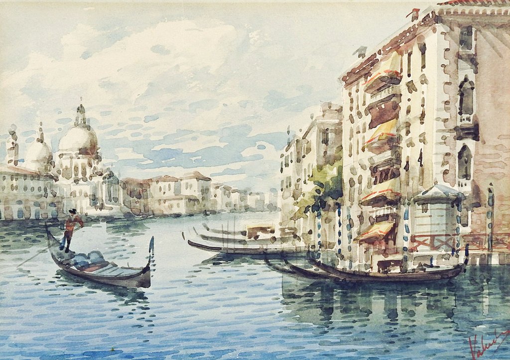 1024x722 Grand Canal Venice Italy Watercolor Painting Artifax Antiques - Watercolor Italy