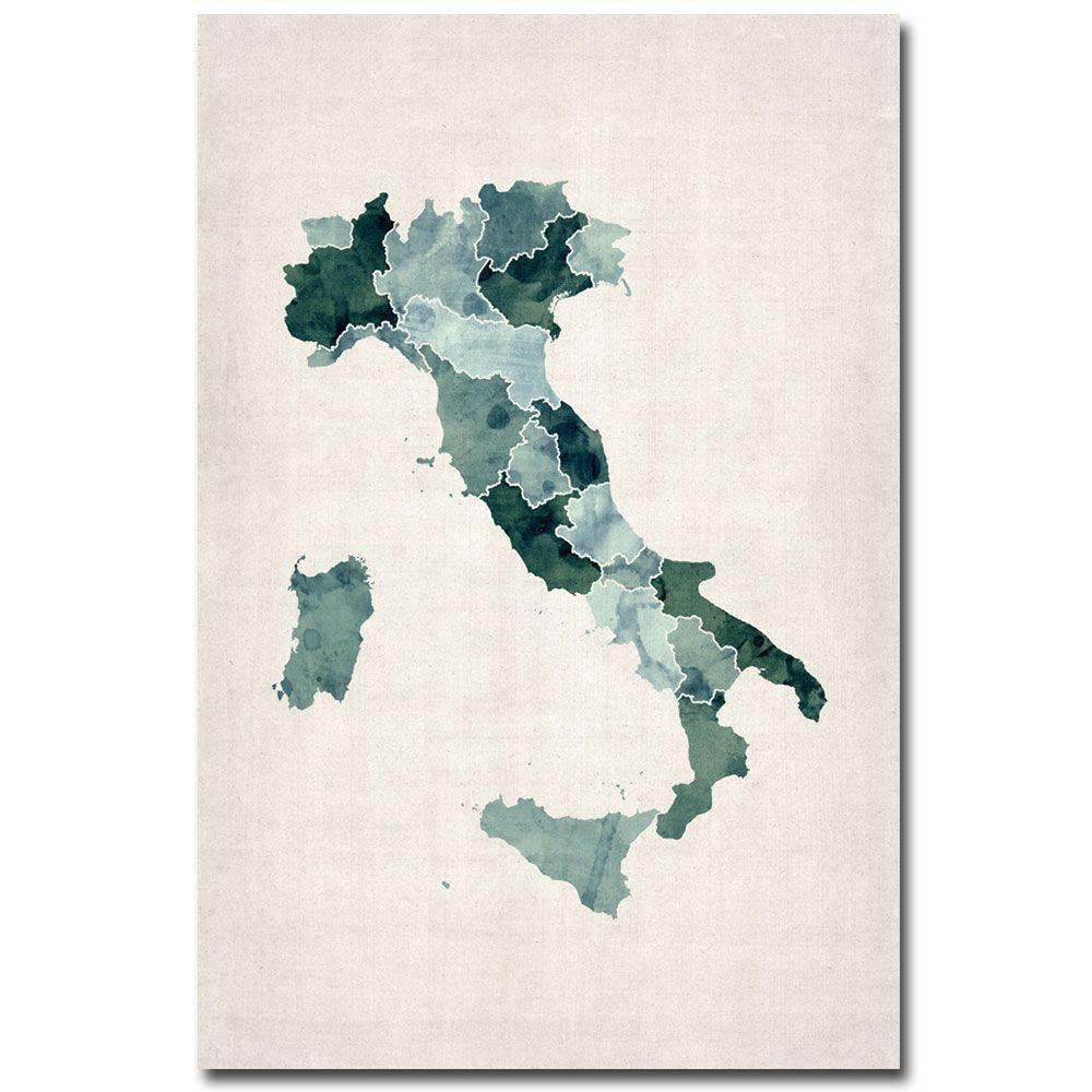 1000x1000 16 In. X 24 In. Italy Watercolor Map Canvas Art Mt0048 C1624gg - Watercolor Italy
