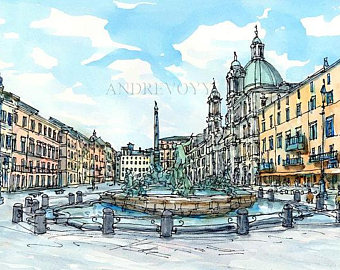 340x270 Watercolor Italy Etsy - Watercolor Italy