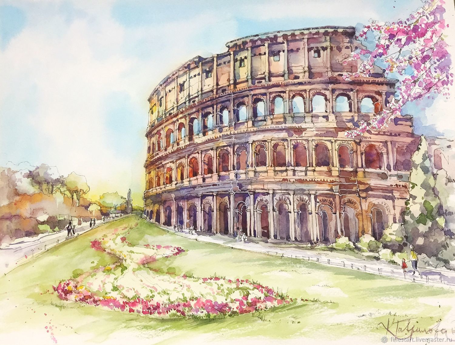 1500x1139 Watercolour The Colosseum Italy Shop Online On Livemaster With - Watercolor Italy