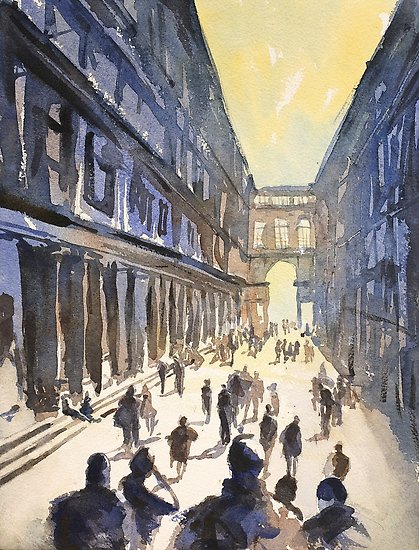 419x550 Bologna, Italy Watercolor Painting Posters By Rfoxphoto Redbubble - Watercolor Italy