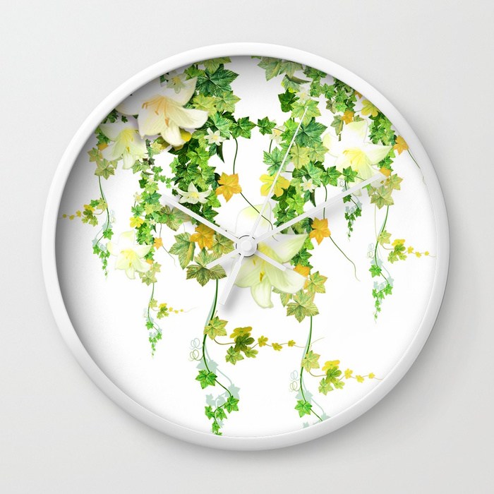 700x700 Watercolor Ivy Wall Clock By Nadja1 397378210695 [397378210695 - Watercolor Ivy