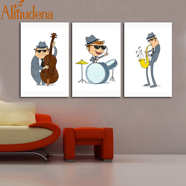 640x640 Almudena Nordic Minimalist Watercolor Cartoon Jazz Band Playing - Watercolor Jazz Music