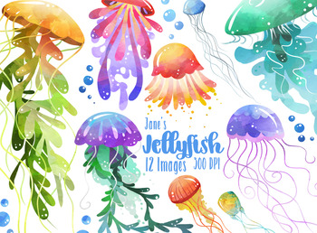 350x258 Watercolor Jellyfish Clipart By Digitalartsi Teachers Pay Teachers - Watercolor Jellyfish