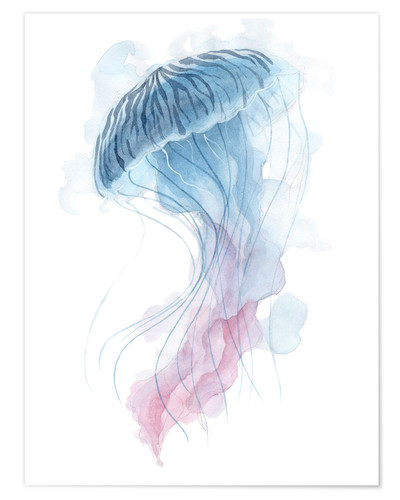 400x500 Maradan Watercolor Jellyfish Poster Posterlounge - Watercolor Jellyfish
