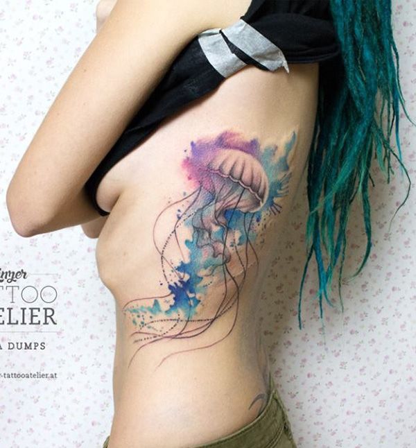 600x646 50 Jellyfish Tattoo Ideas Tattoos Jellyfish Tattoo - Watercolor Jellyfish Tattoo