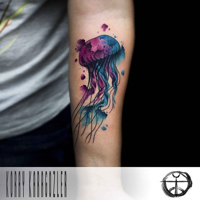 640x640 Jellyfish Tattoo By Koray Watercolor Tattoos - Watercolor Jellyfish Tattoo