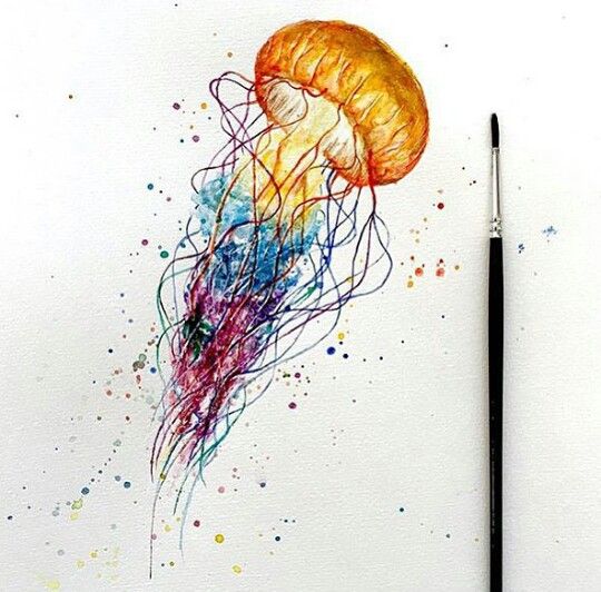 540x532 Pin By Marinette On Art Medusa, Jellyfish And - Watercolor Jellyfish Tattoo