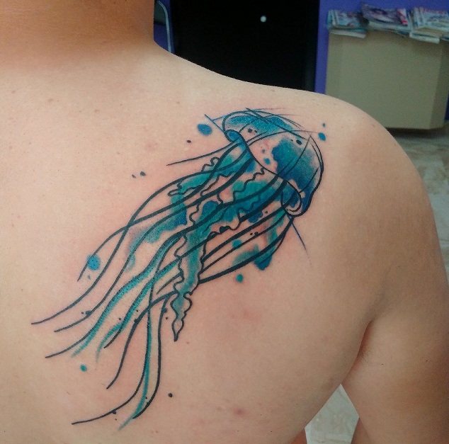 634x627 Watercolor Jellyfish Tattoo Designs, Ideas And Meaning Tattoos - Watercolor Jellyfish Tattoo