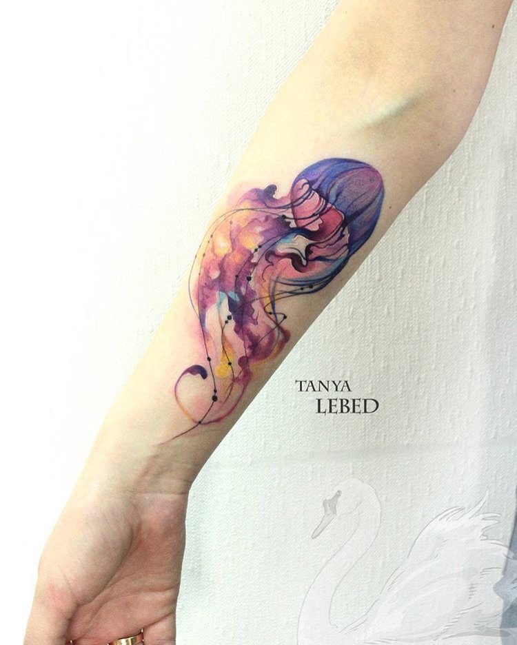 750x936 Tattoodotcom On Twitter - Watercolor Jellyfish Tattoo