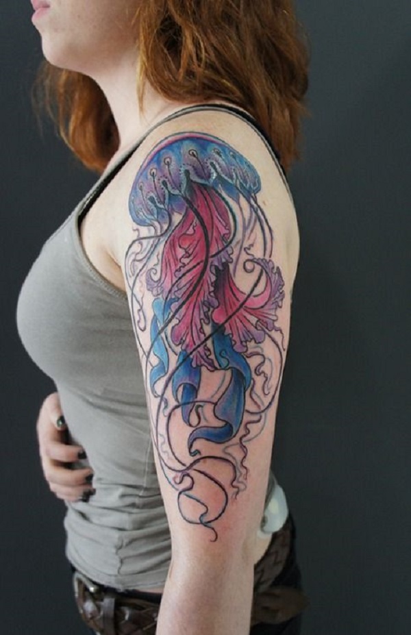 600x927 Images Of The Best Jellyfish Tattoo Ideas You Will Love - Watercolor Jellyfish Tattoo