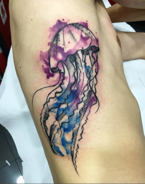 468x595 40 Magnificent Jellyfish Tattoos Pretty Pretty - Watercolor Jellyfish Tattoo