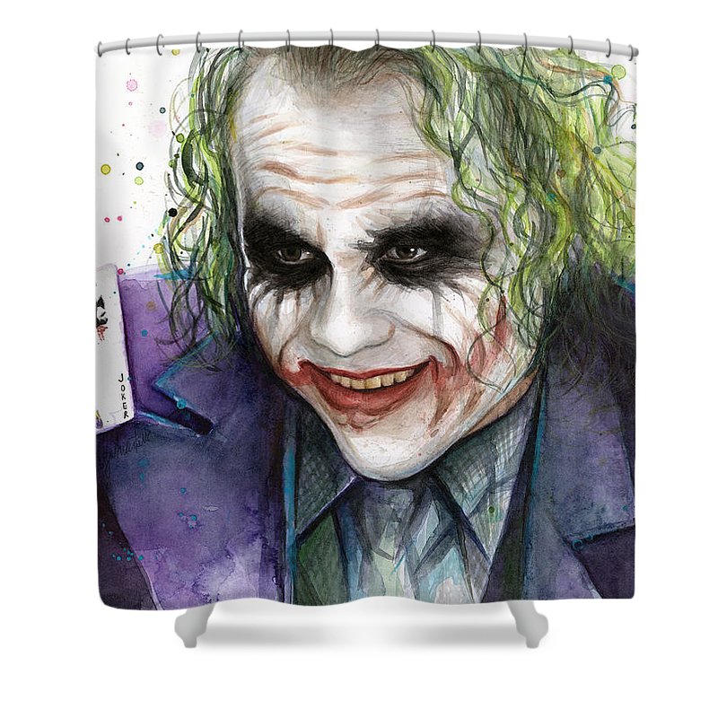 800x800 Joker Watercolor Portrait Shower Curtain For Sale By Olga Shvartsur - Watercolor Joker