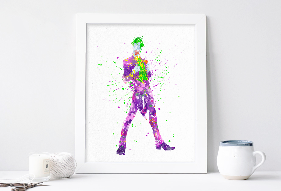 922x626 The Joker Poster, Batman Villains Poster - Watercolor Joker