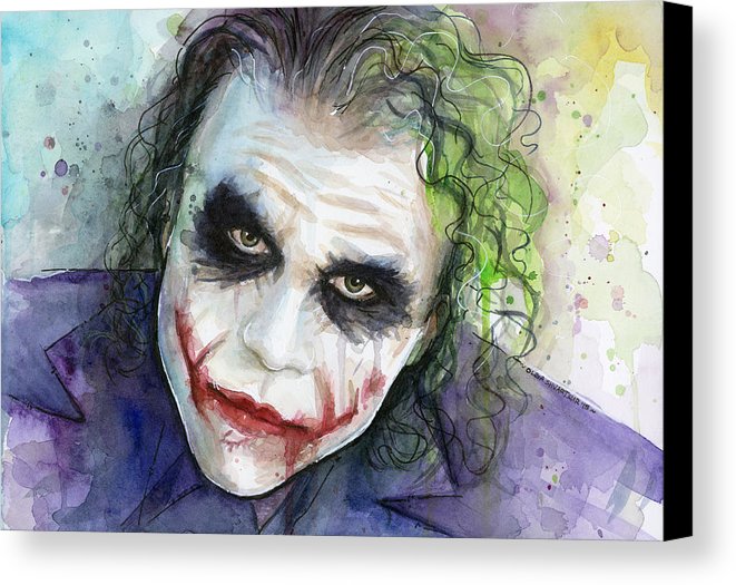 661x525 The Joker Watercolor Canvas Print Canvas Art By Olga Shvartsur - Watercolor Joker