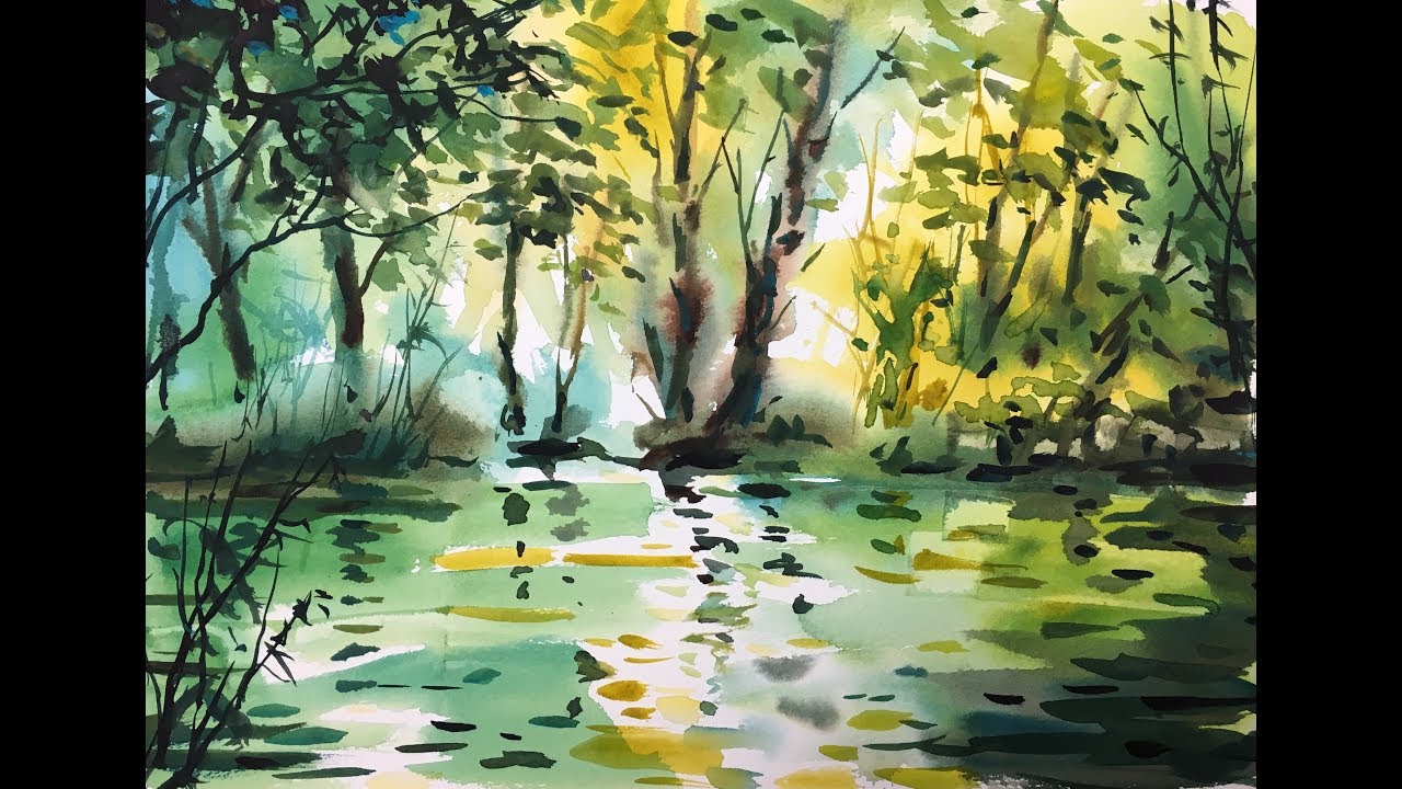 1280x720 Jungle Forest Watercolor Jungle 2x Speed Painting - Watercolor Jungle
