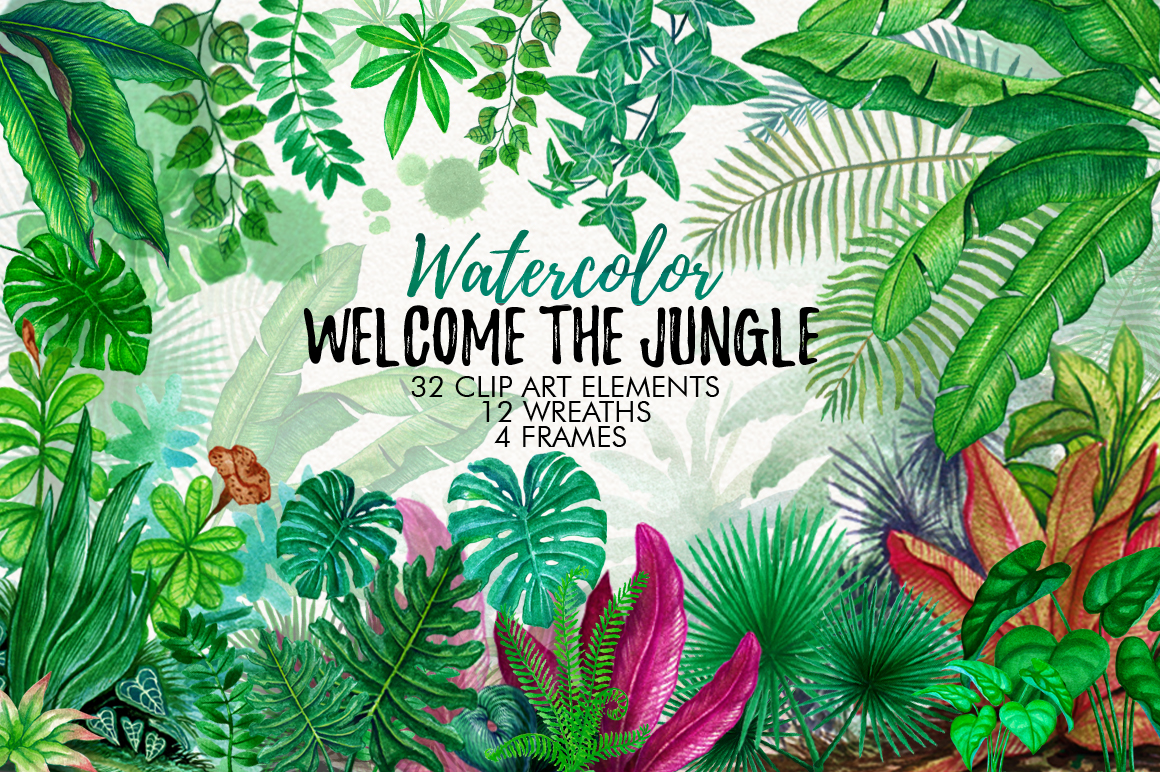 1160x772 Watercolor Tropical Leaves In The Jungle By Graphobia - Watercolor Jungle