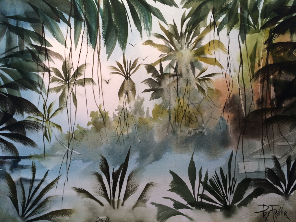 1024x768 Watercolor Painting Gallery Roy Fuller - Watercolor Jungle