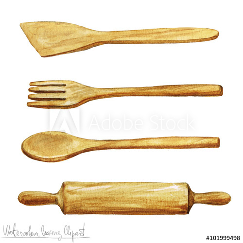 500x500 Watercolor Cooking Clipart - Watercolor Kitchen