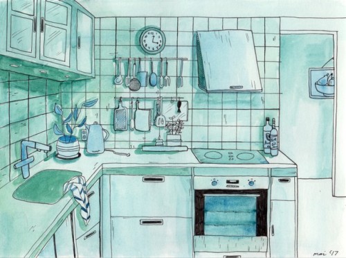 500x372 Watercolor Kitchen Art Tumblr - Watercolor Kitchen
