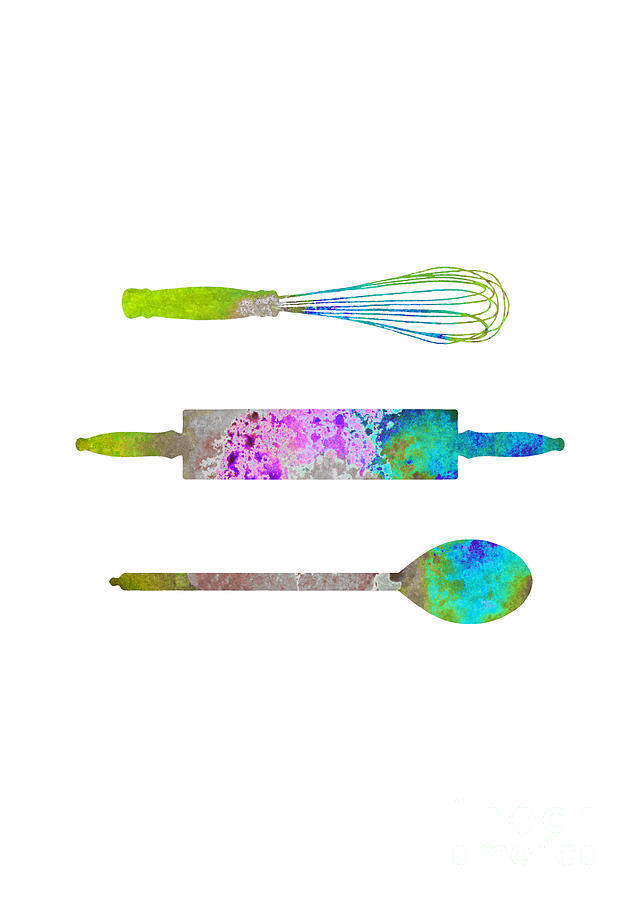636x900 Kitchen Utensils Watercolor Art Print Painting Painting By Joanna - Watercolor Kitchen