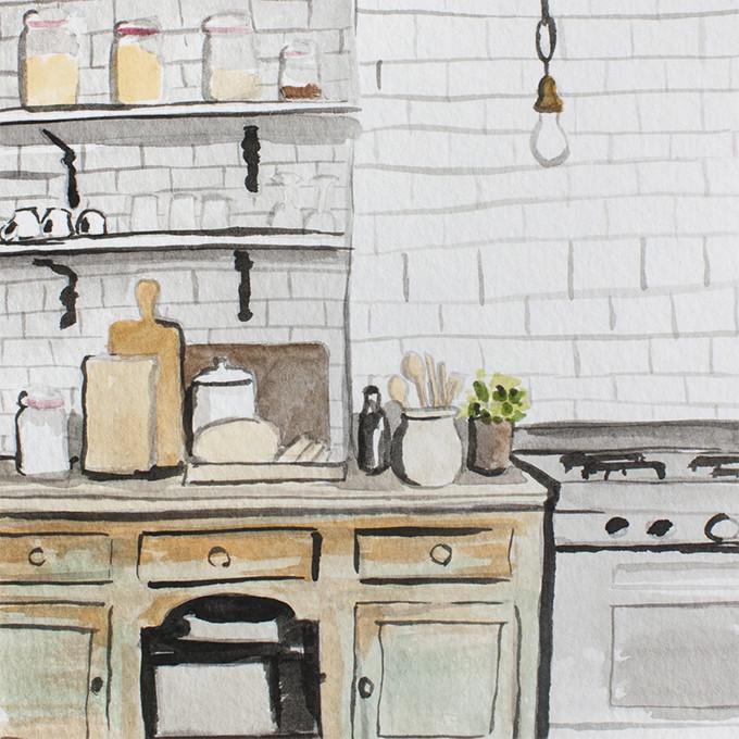 680x680 Kitchen Watercolor (11 Wall Art Watercolor, Erin - Watercolor Kitchen