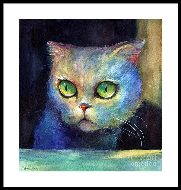 600x632 Curious Kitten Watercolor Painting Framed Print By Svetlana Novikova - Watercolor Kitten