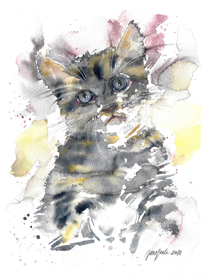 674x900 Watercolor Kitten By Jane Beata - Watercolor Kitten