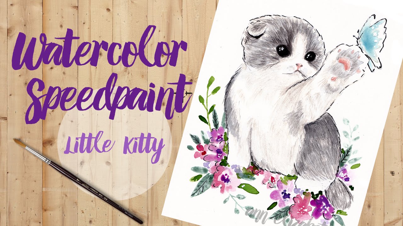 1280x720 Watercolor Speedpaint - Watercolor Kitten
